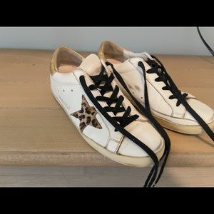 Superstar calf skin cheetah star golden gooses